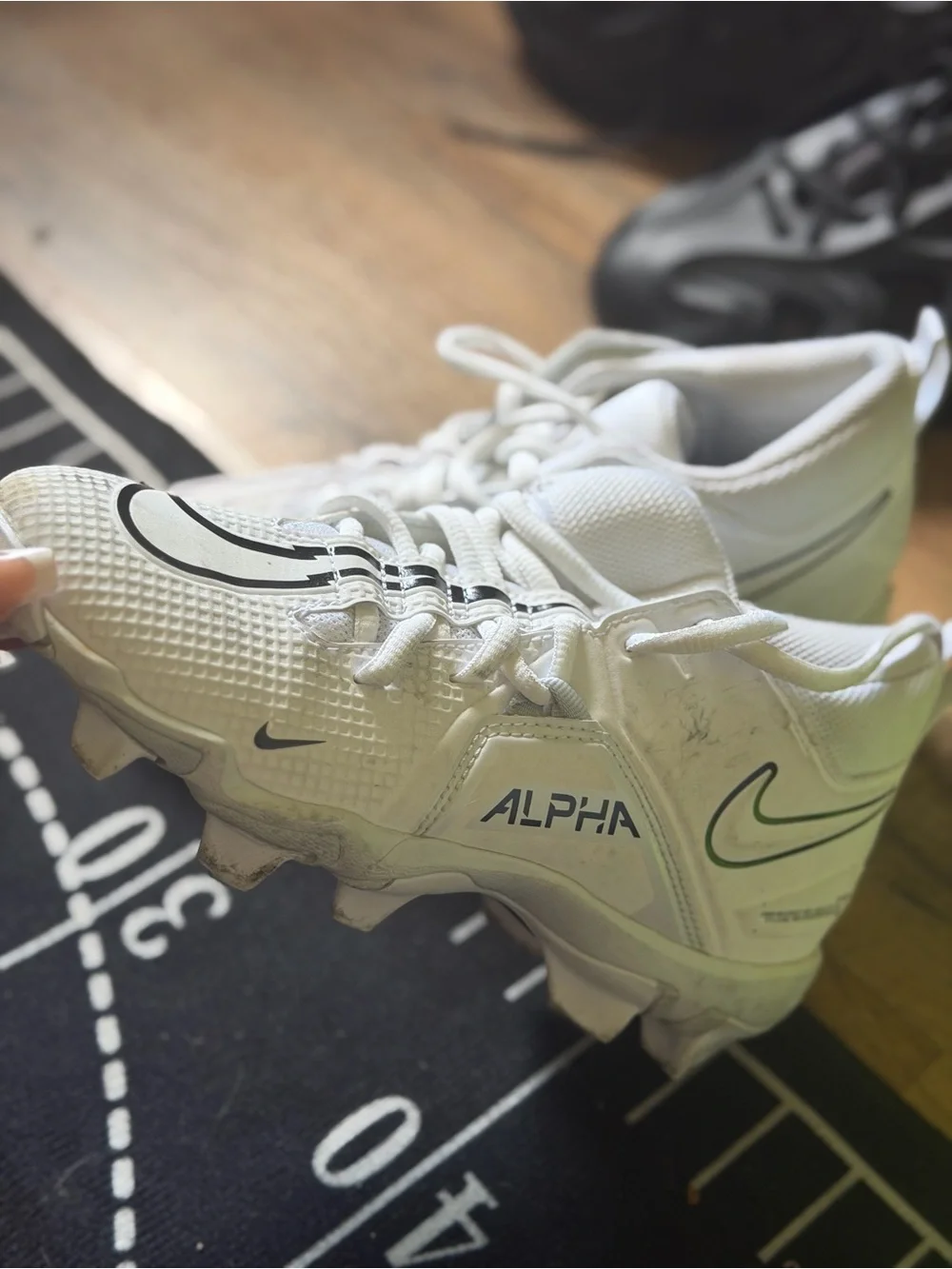 Nike Kids White Alpha Soccer Cleats with Black Accents